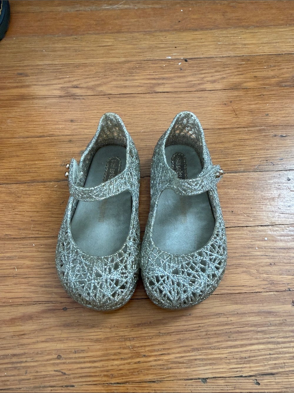 Mini Melissa x Campana Glitter Mary Jane Kids Shoes - Silver